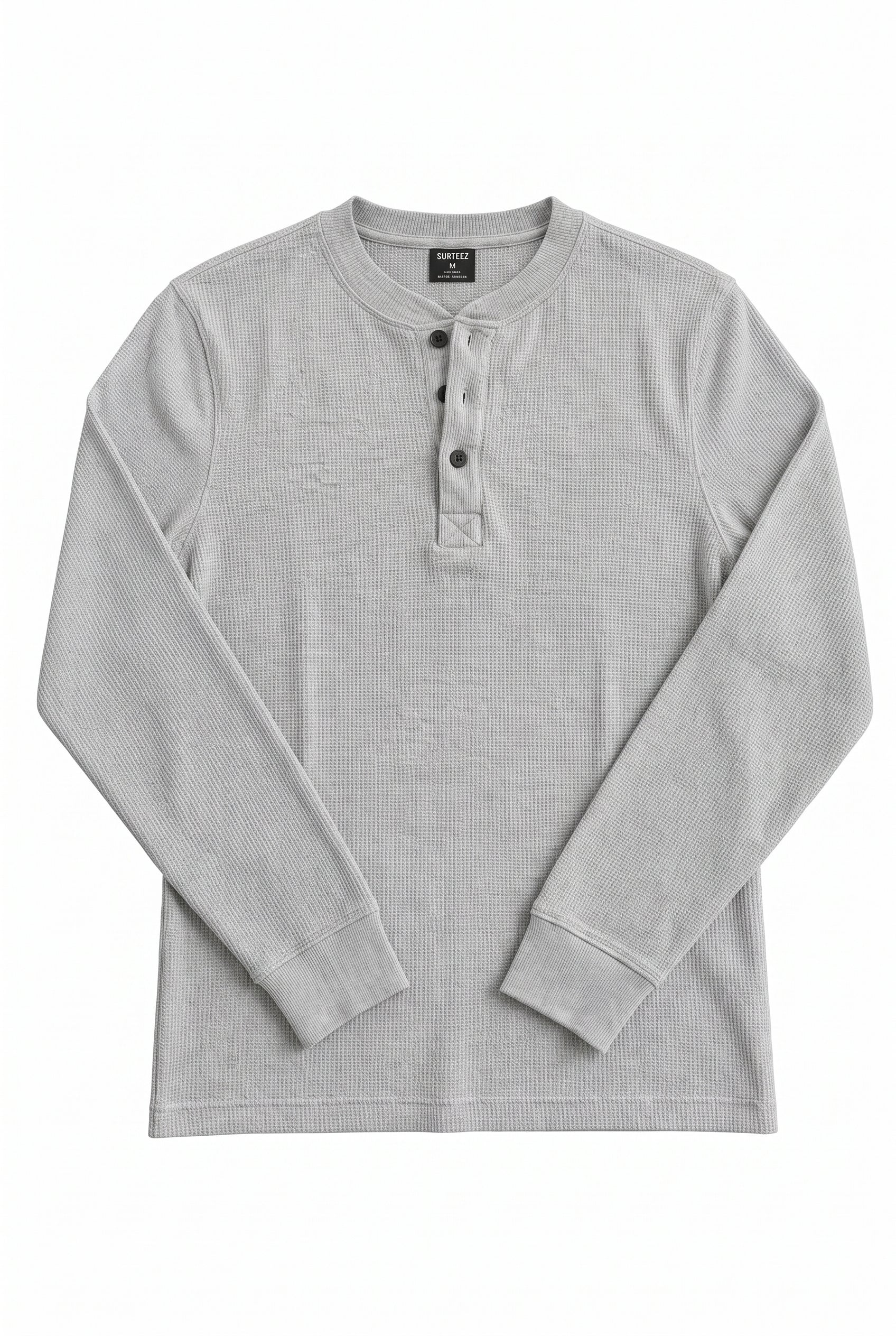 Waffle Knit Henley LIGTH GREY