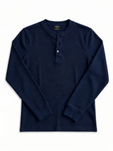 Waffle Knit Henley - Navy