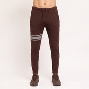 Brown Lycra Quick Dry Trouser with Three Stripes