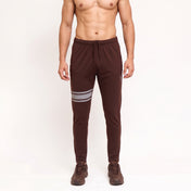 Brown Lycra Quick Dry Trouser with Three Stripes