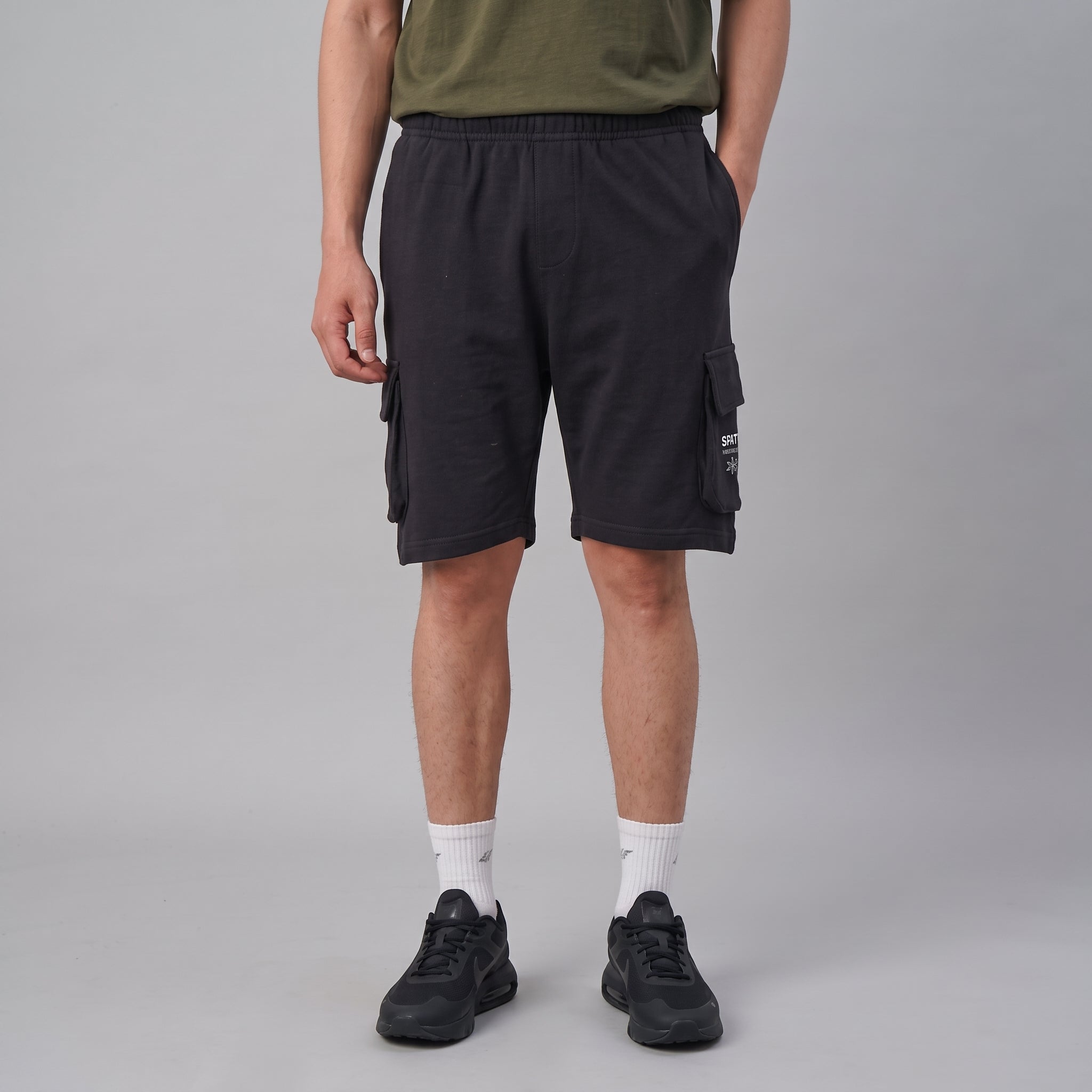 Black Terry Cargo Shorts