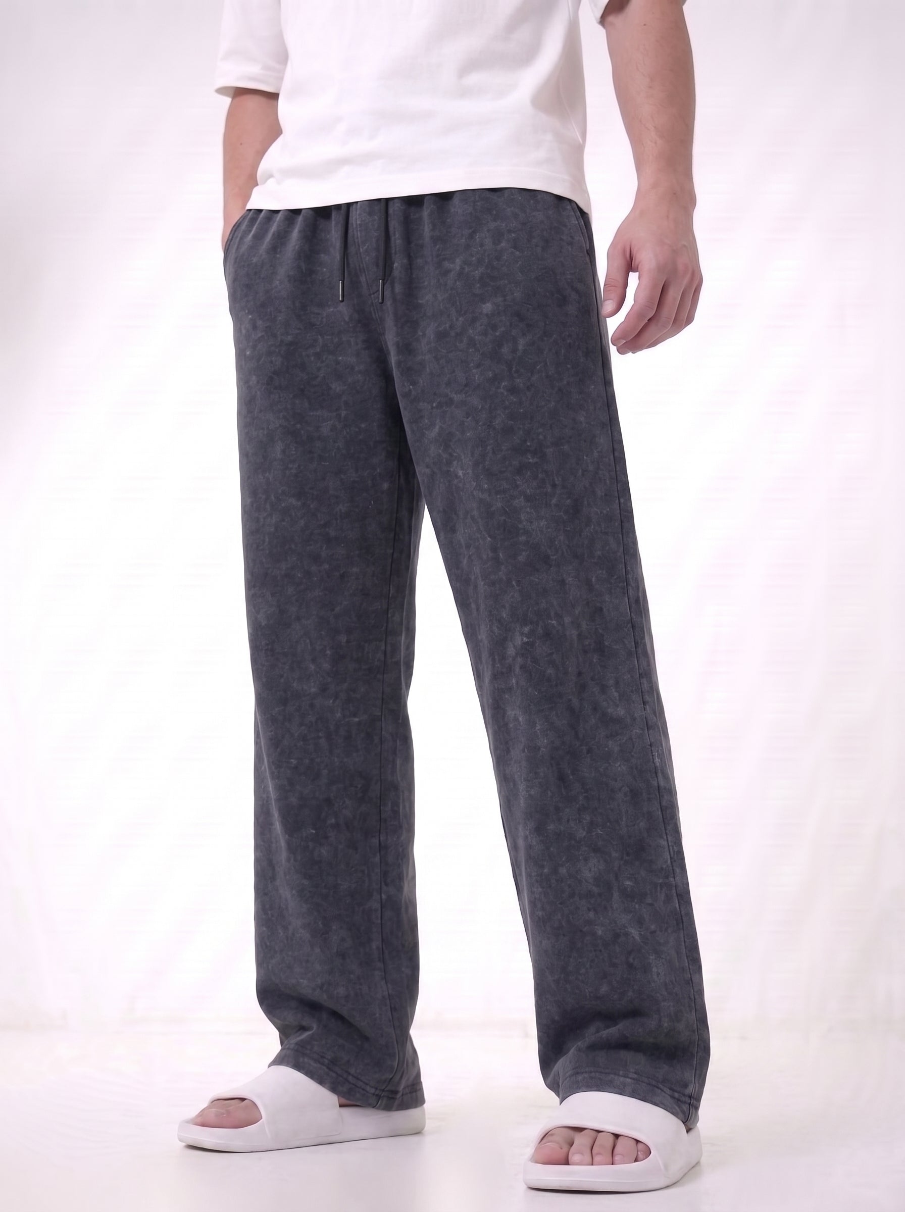 Washed Cotton Trouser - Black