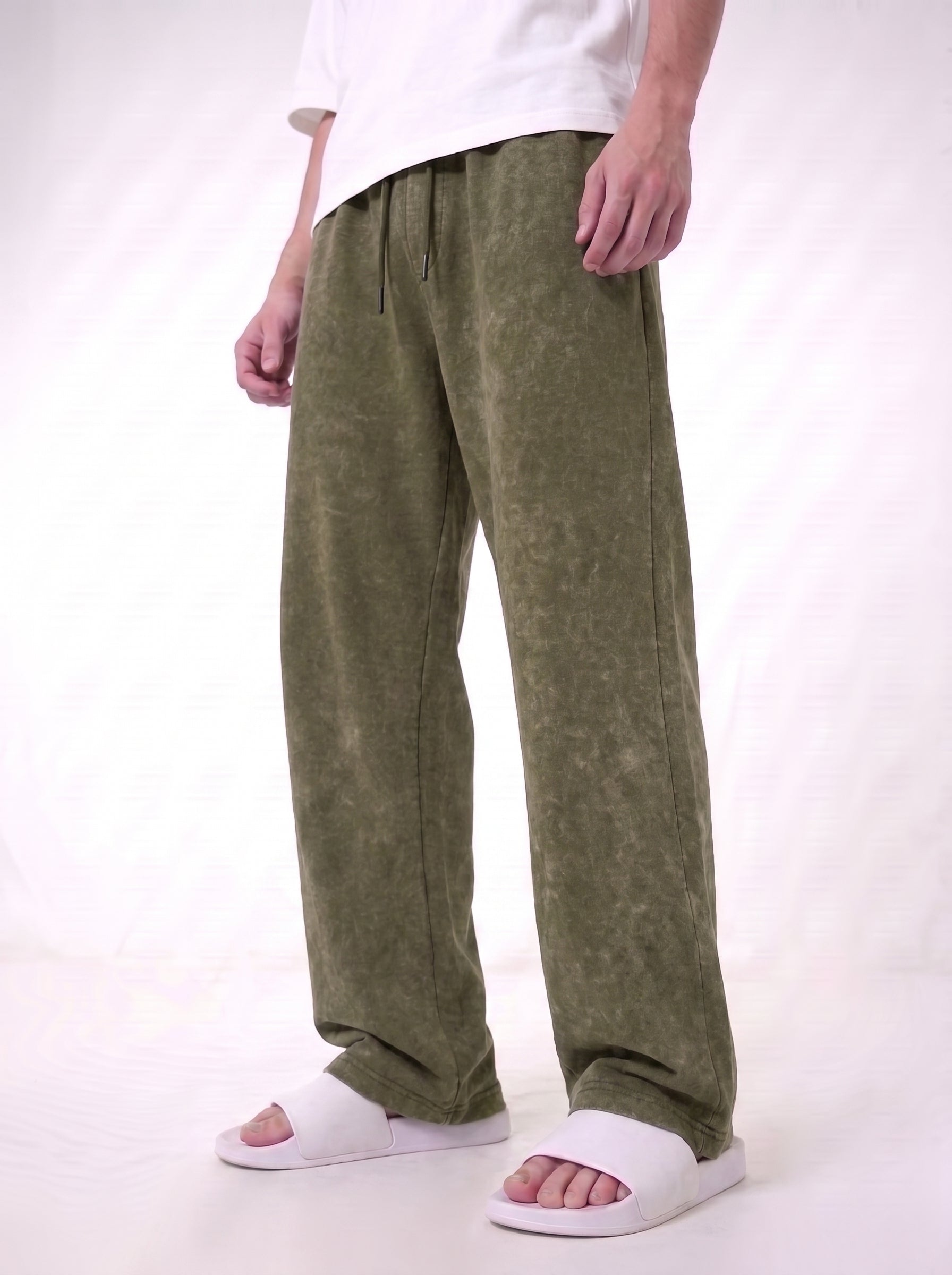 Washed Cotton Trouser - Olive