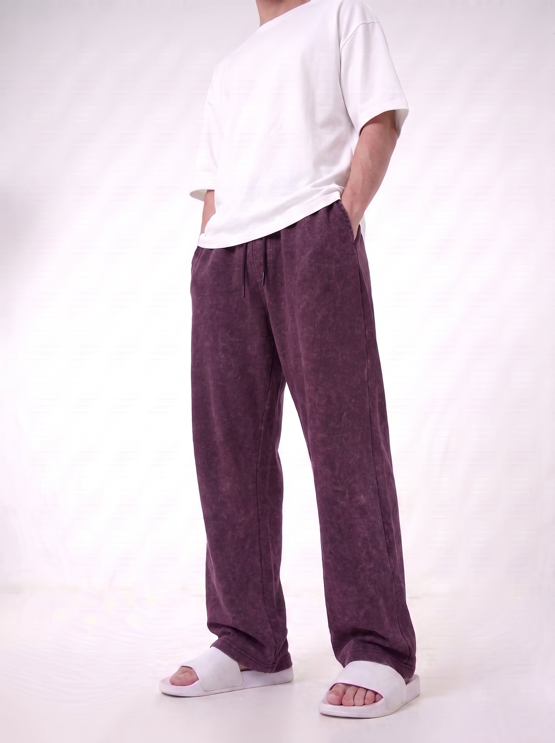 Washed Cotton Trouser - Burgundy
