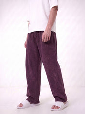 Washed Cotton Trouser - Burgundy