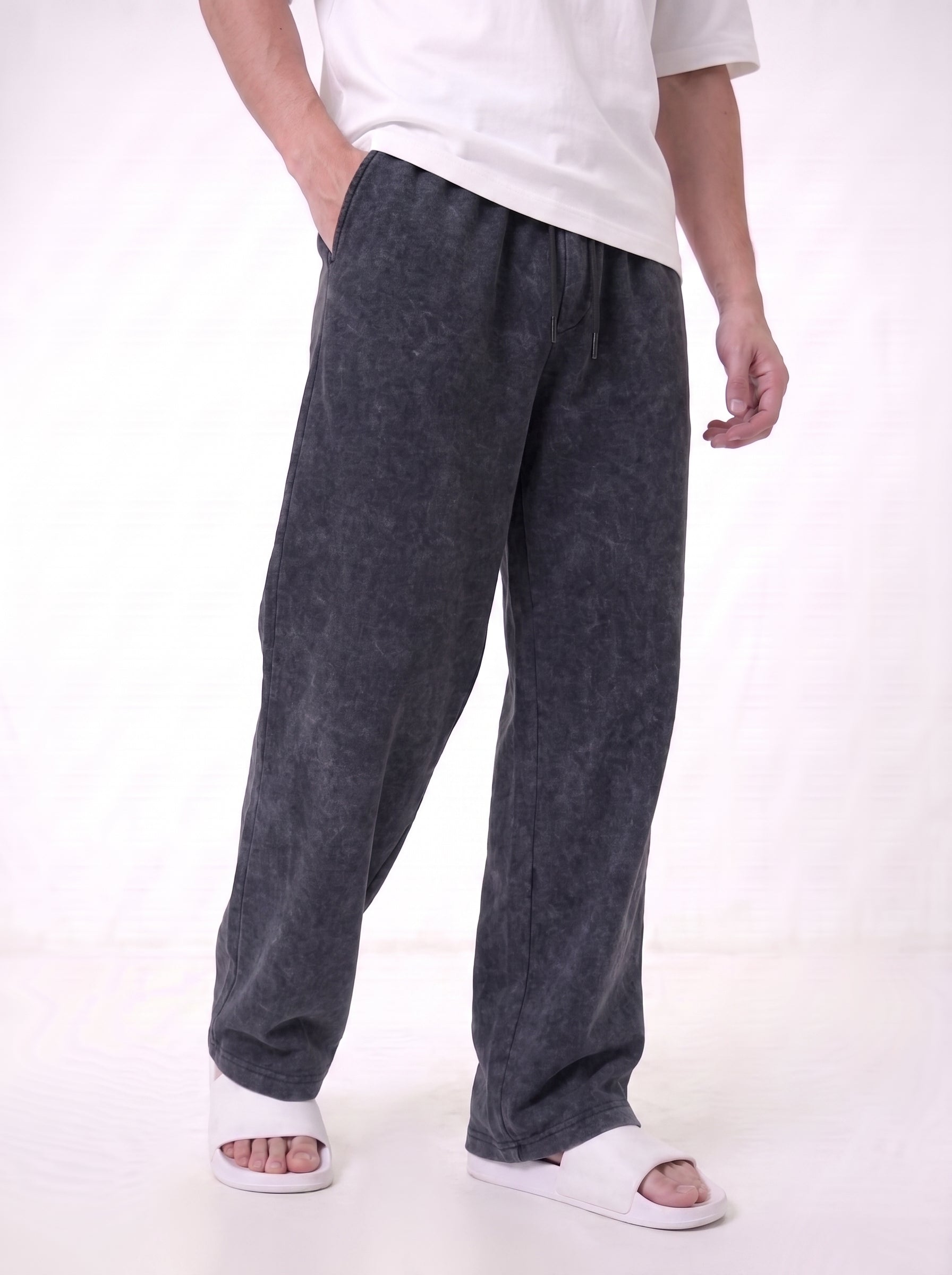 Washed Cotton Trouser - Black