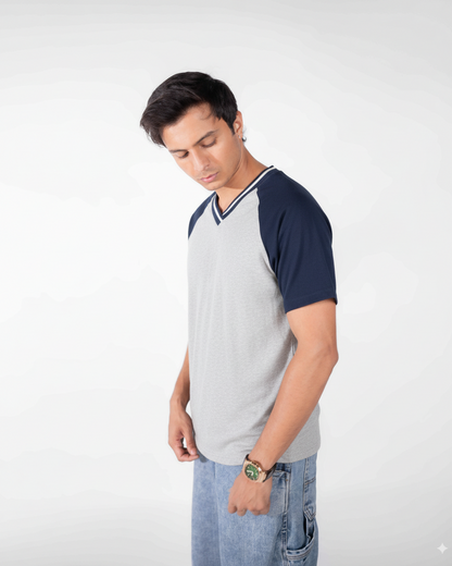 Sporty V-Neck Tee - Royal Blue