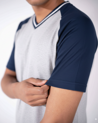 Sporty V-Neck Tee - Royal Blue