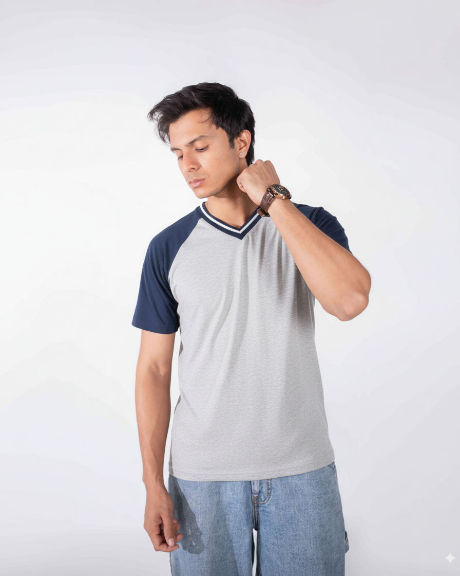 Sporty V-Neck Tee - Royal Blue