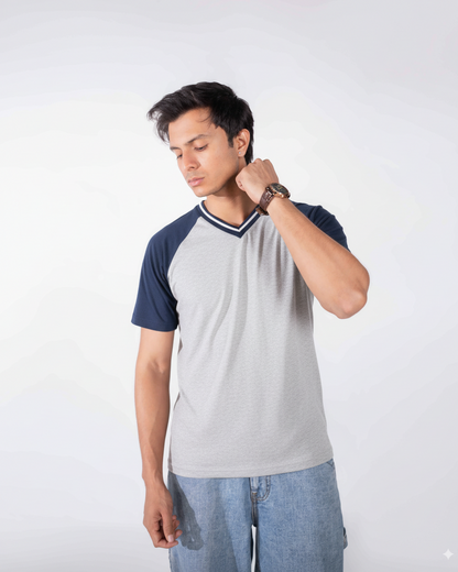 Sporty V-Neck Tee - Royal Blue