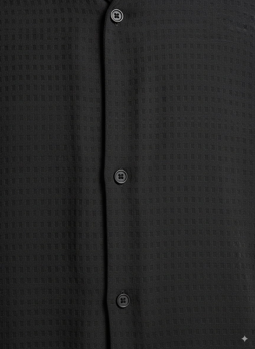 Oversize Dotted Textured Shirt - Black