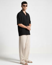 Oversize Dotted Textured Shirt - Black