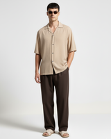 ‍Oversize Dotted Textured Shirt - Beige (100% off)
