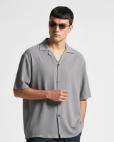 ‍Oversize Dotted Textured Shirt - Light Grey (100% off)