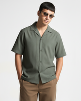 ‍Oversize Dotted Textured Shirt - Military Green (100% off)