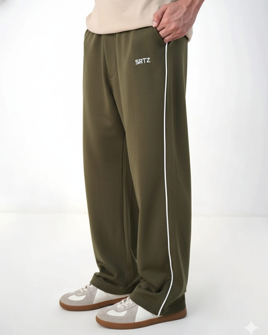 Olive Baggy Piping Trouser