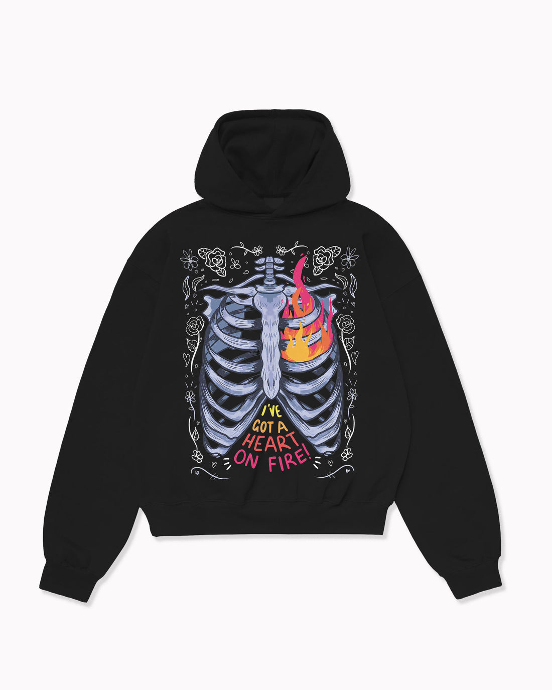 Oversize Heart On Fire Hoodie