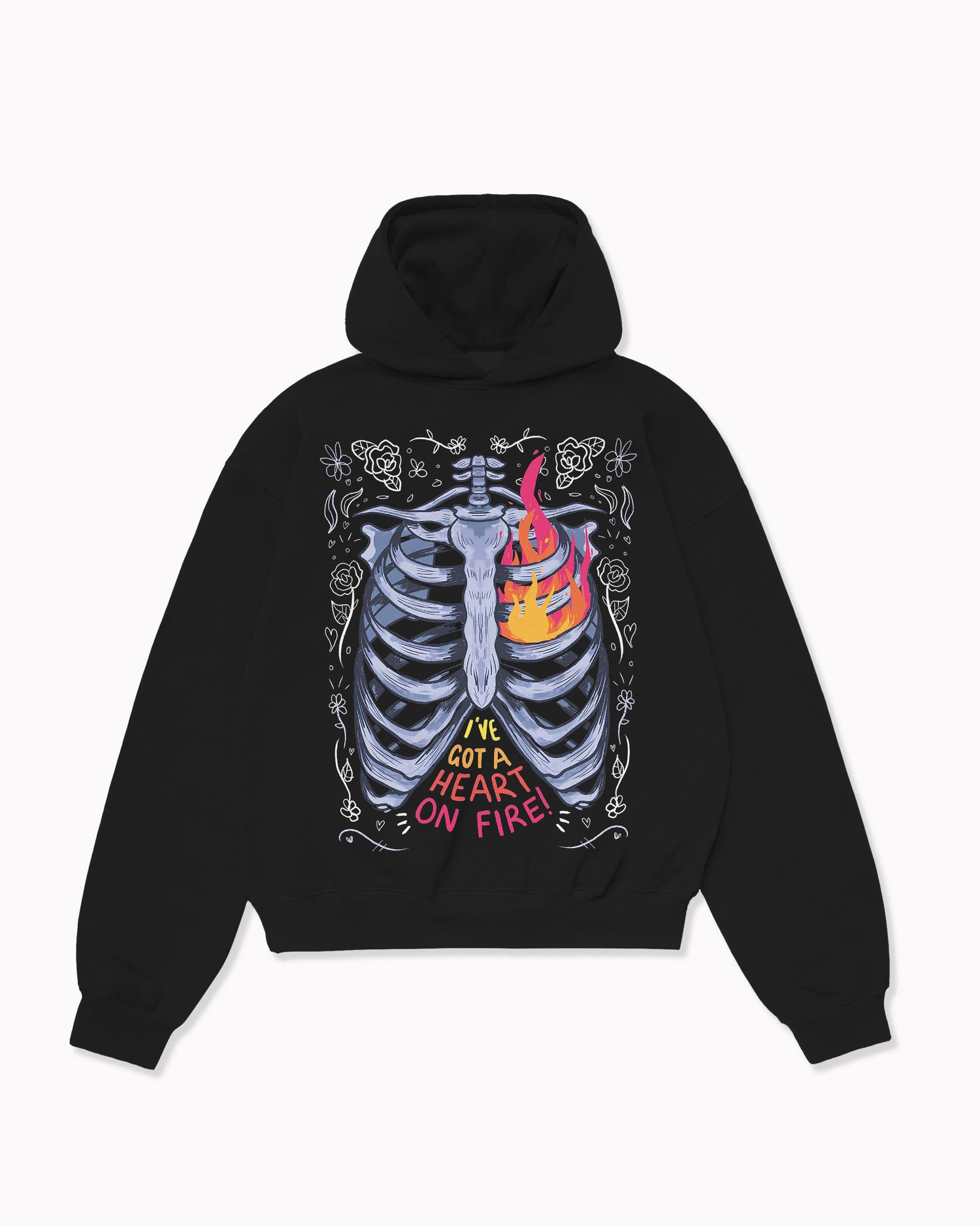 Oversize Heart On Fire Hoodie