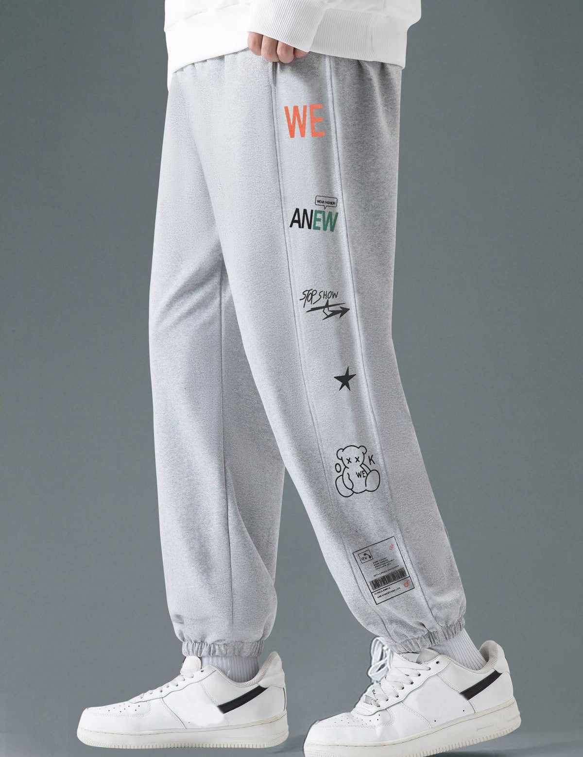 Grey Letter & Bear Patch Baggy Trouser - Surteez
