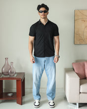 Imported Lycra Textured Shirt - Black