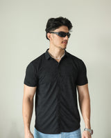 Imported Lycra Textured Shirt - Black