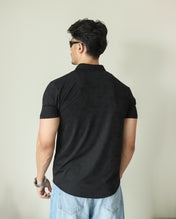 Imported Lycra Textured Shirt - Black