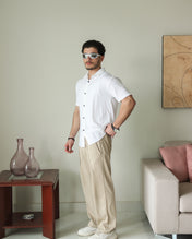 Imported Lycra Textured Shirt - White
