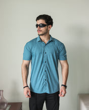 Imported Lycra Textured Shirt - Crystal Teal