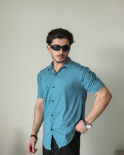 Imported Lycra Textured Shirt - Crystal Teal