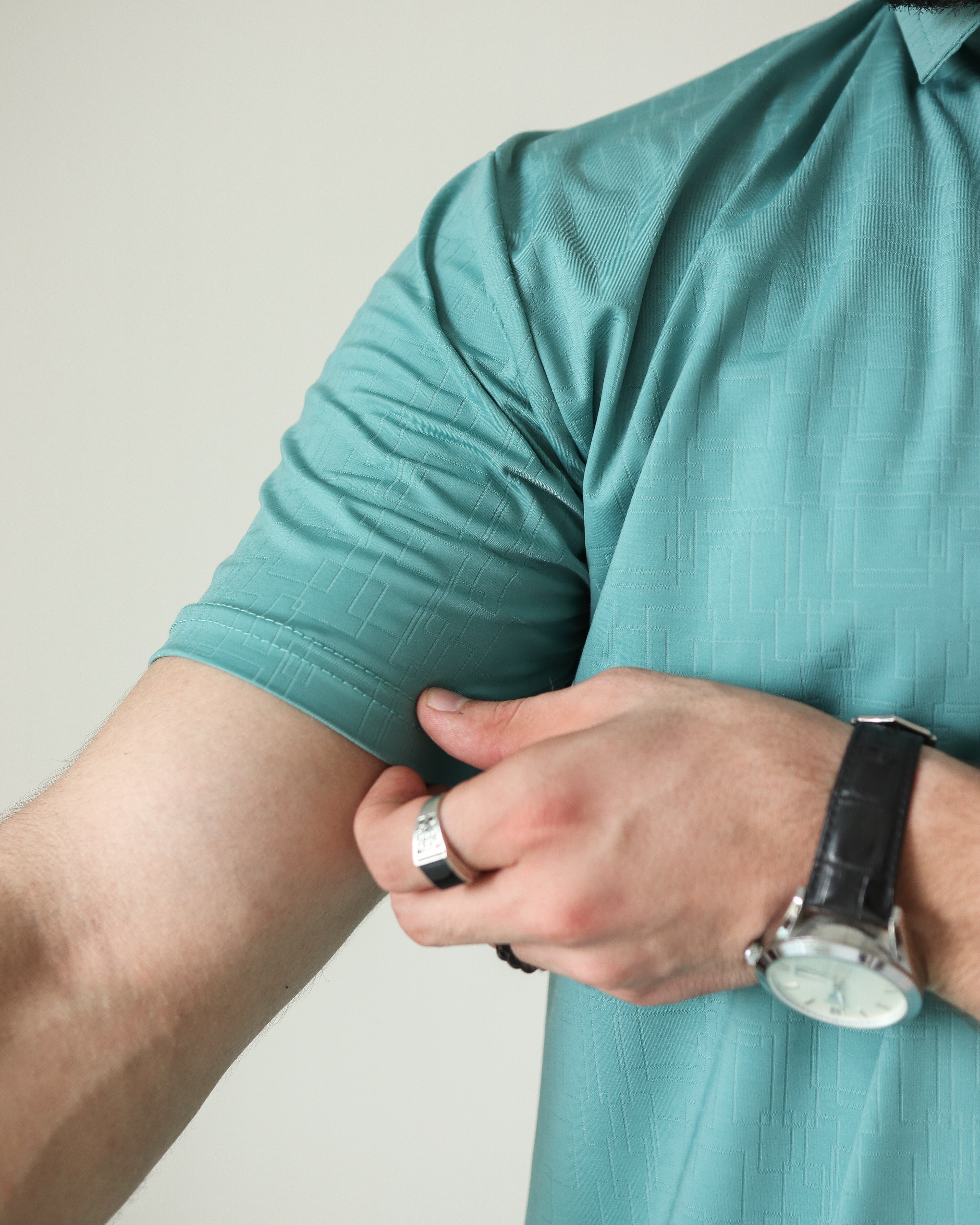 Lycra Stretch Textured Polo - Light Teal