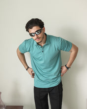 Lycra Stretch Textured Polo - Light Teal