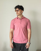Lycra Stretch Textured Polo - Coral Pink