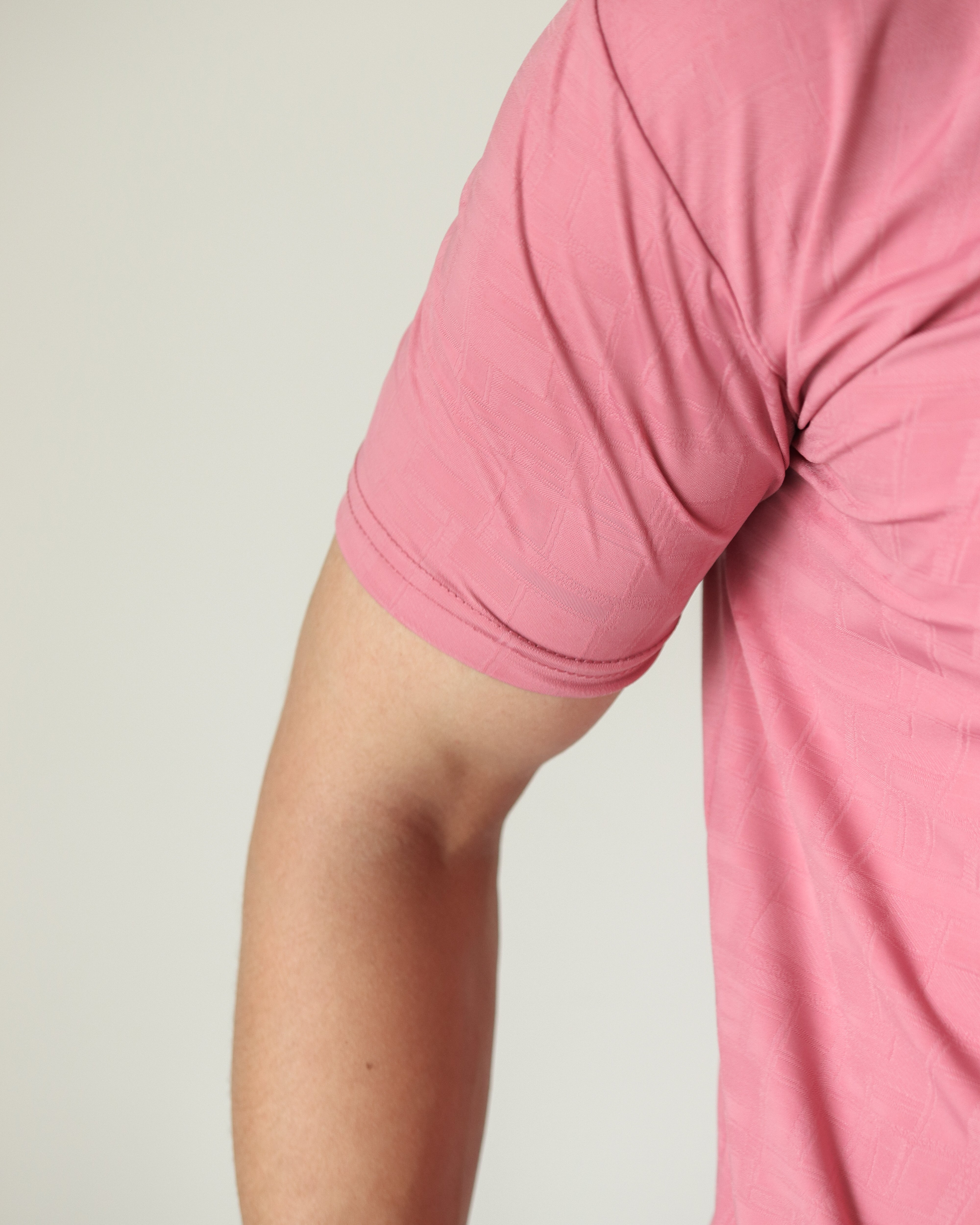 Lycra Stretch Textured Polo - Coral Pink