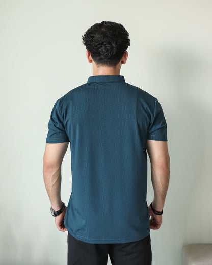 Lycra Stretch Textured Polo - Navy