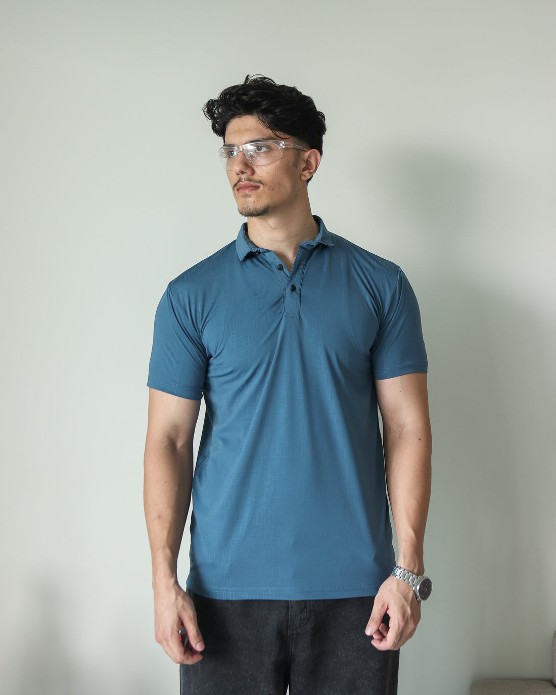Modern Stretch Textured Polo - Crystal Teal