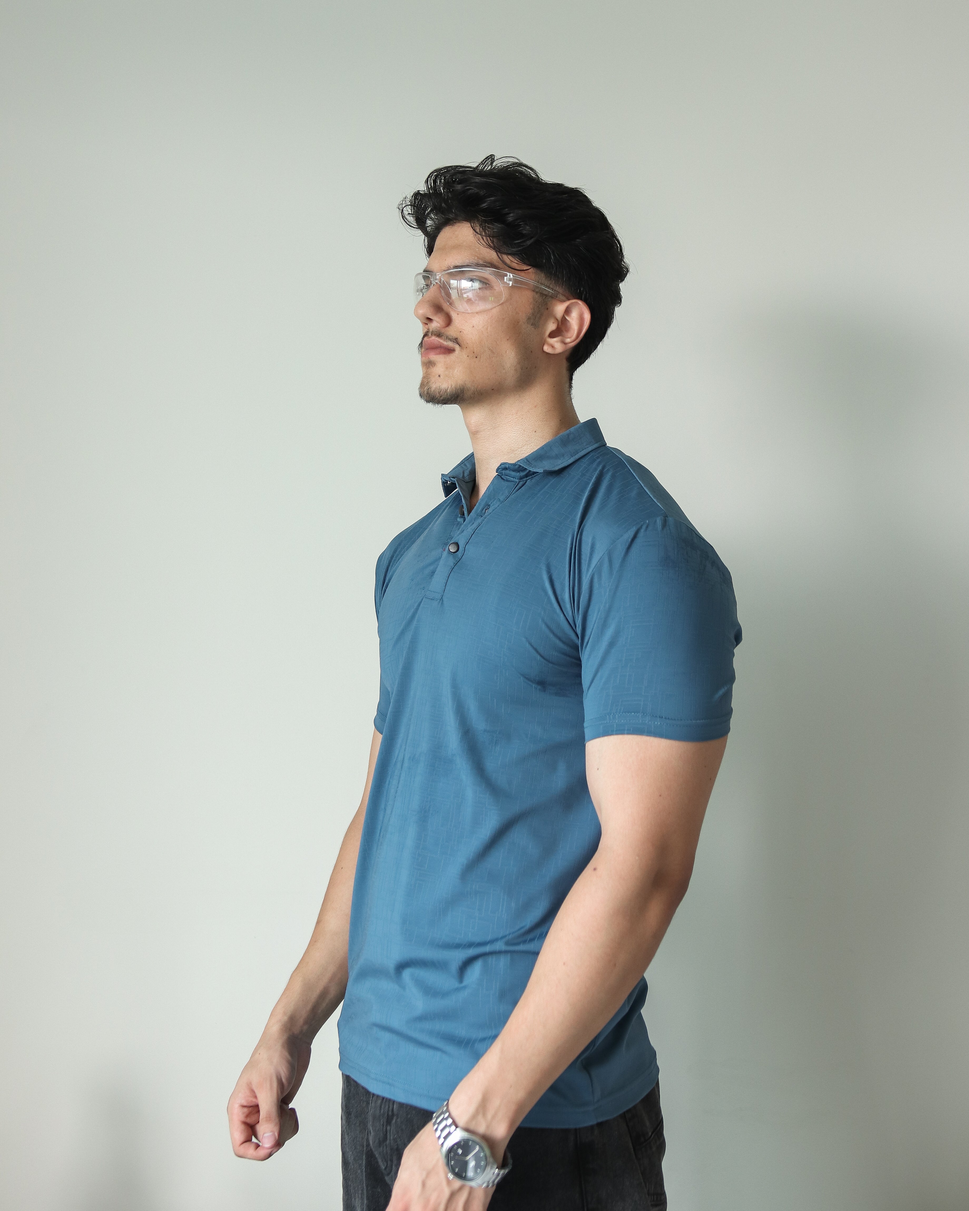 Modern Stretch Textured Polo - Crystal Teal
