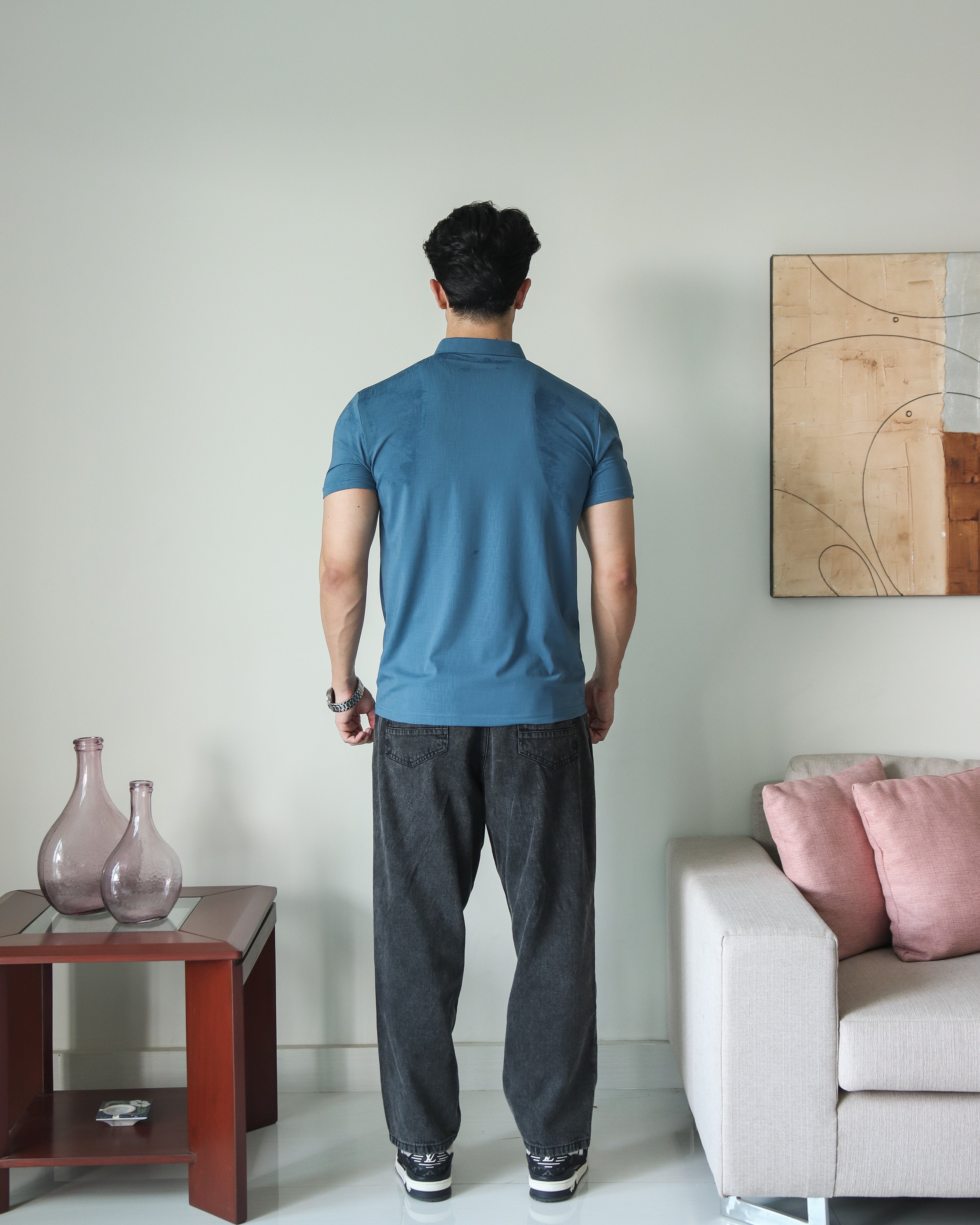 Modern Stretch Textured Polo - Crystal Teal