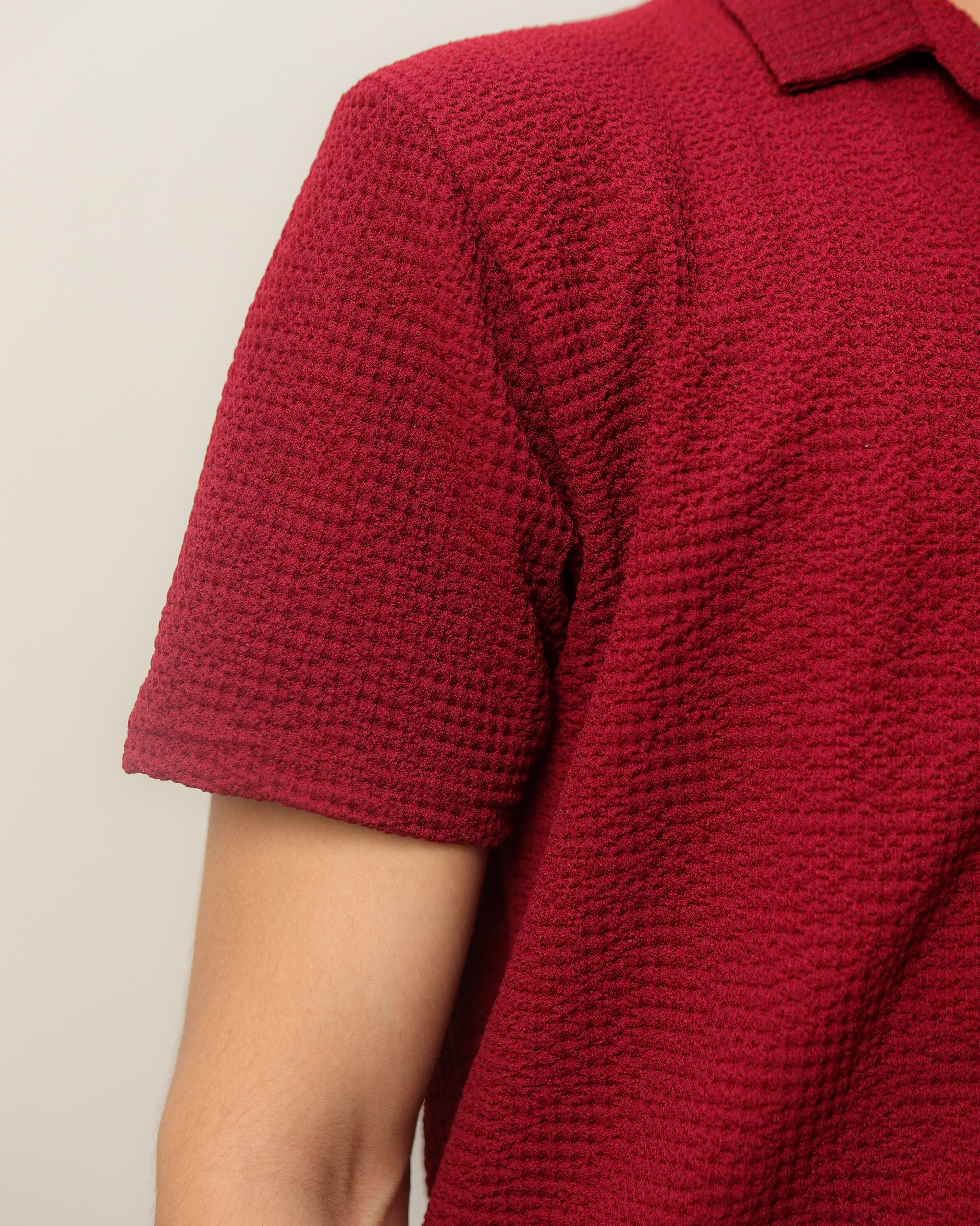 Woven Lycra Shirt - Maroon