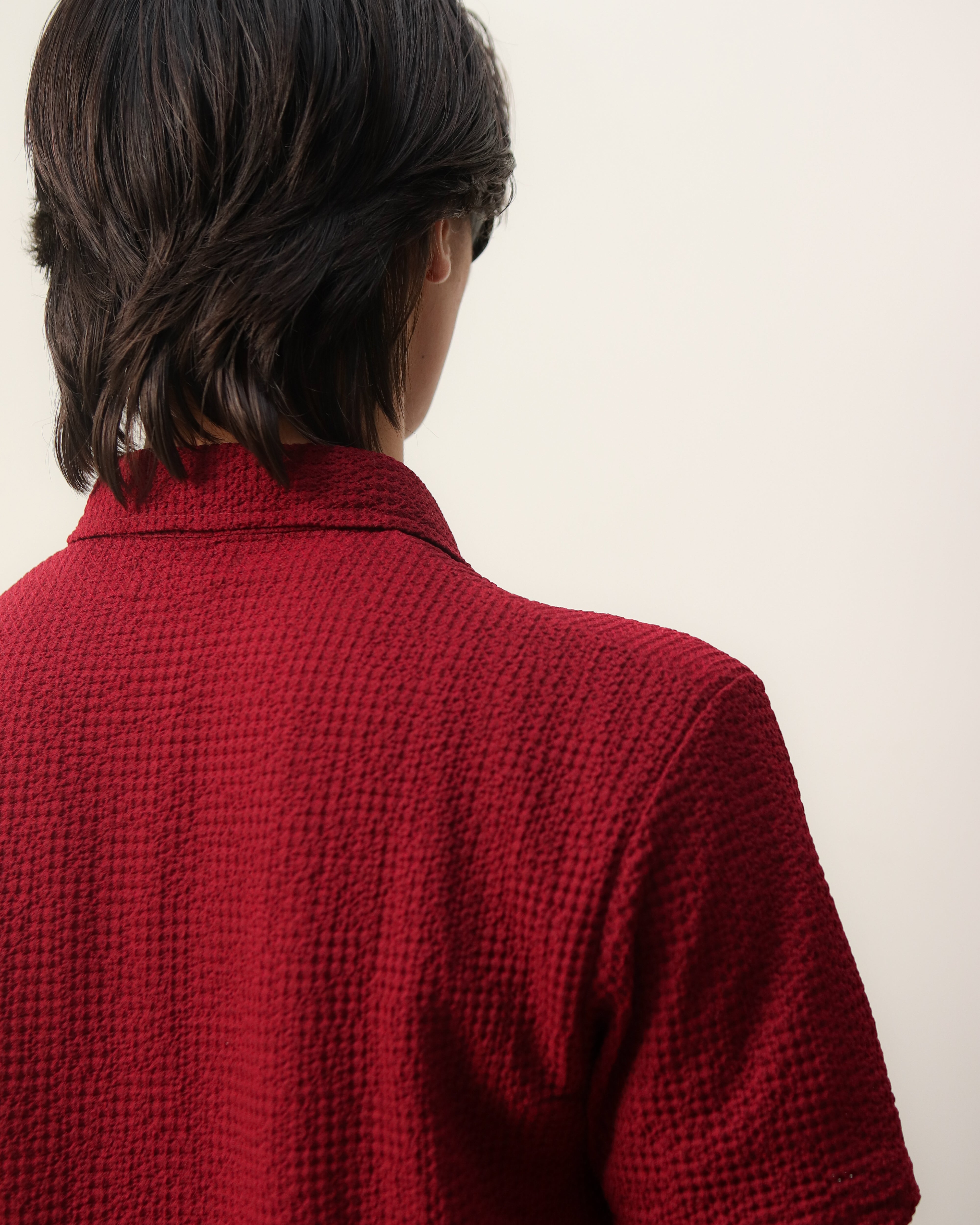 Woven Lycra Shirt - Maroon