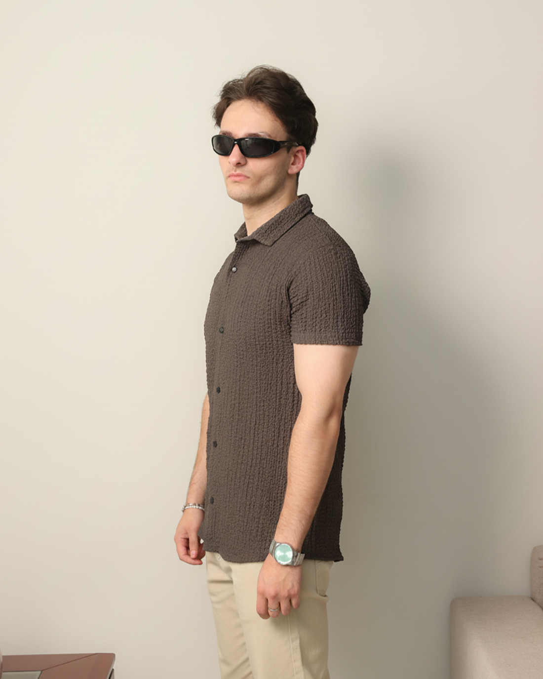 Woven Lycra Shirt - Smokey Olive