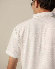 Woven Textured Lycra Polo - White