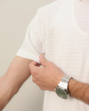 Woven Textured Lycra Polo - White