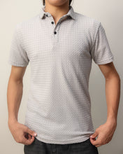 Woven Textured Lycra Polo - Light Grey