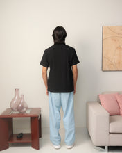 Woven Textured Lycra Polo - Black