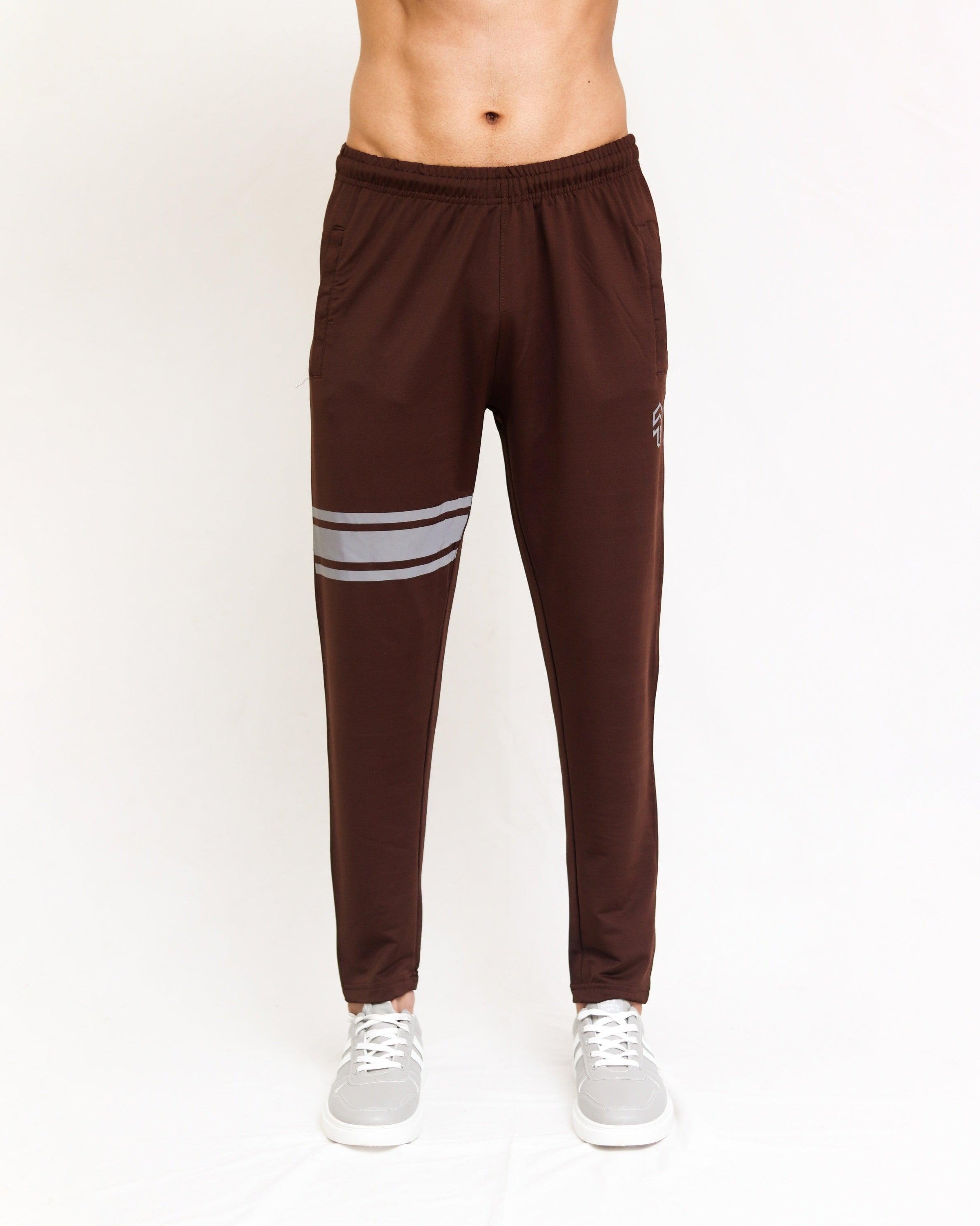 Brown Lycra Quick Dry Trouser with Three Stripes - Surteez