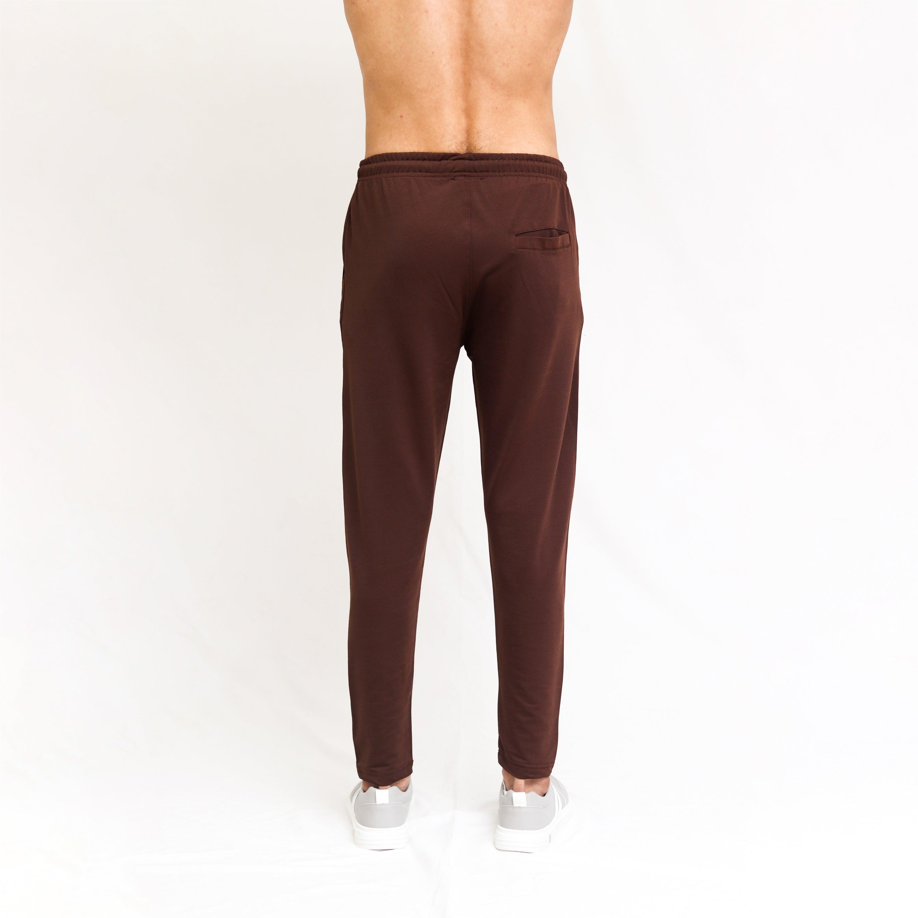 Brown Lycra Quick Dry Trouser with Three Stripes - Surteez