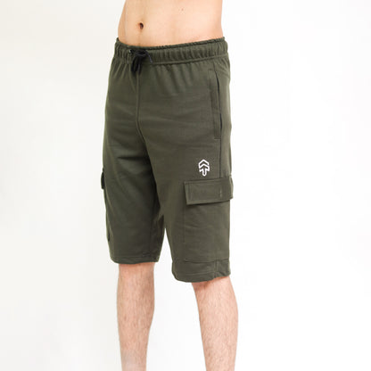 Olive Terry Cargo Shorts