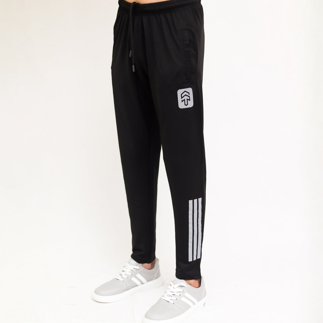 Black Lycra Quick Dry Trouser with Three Stripes