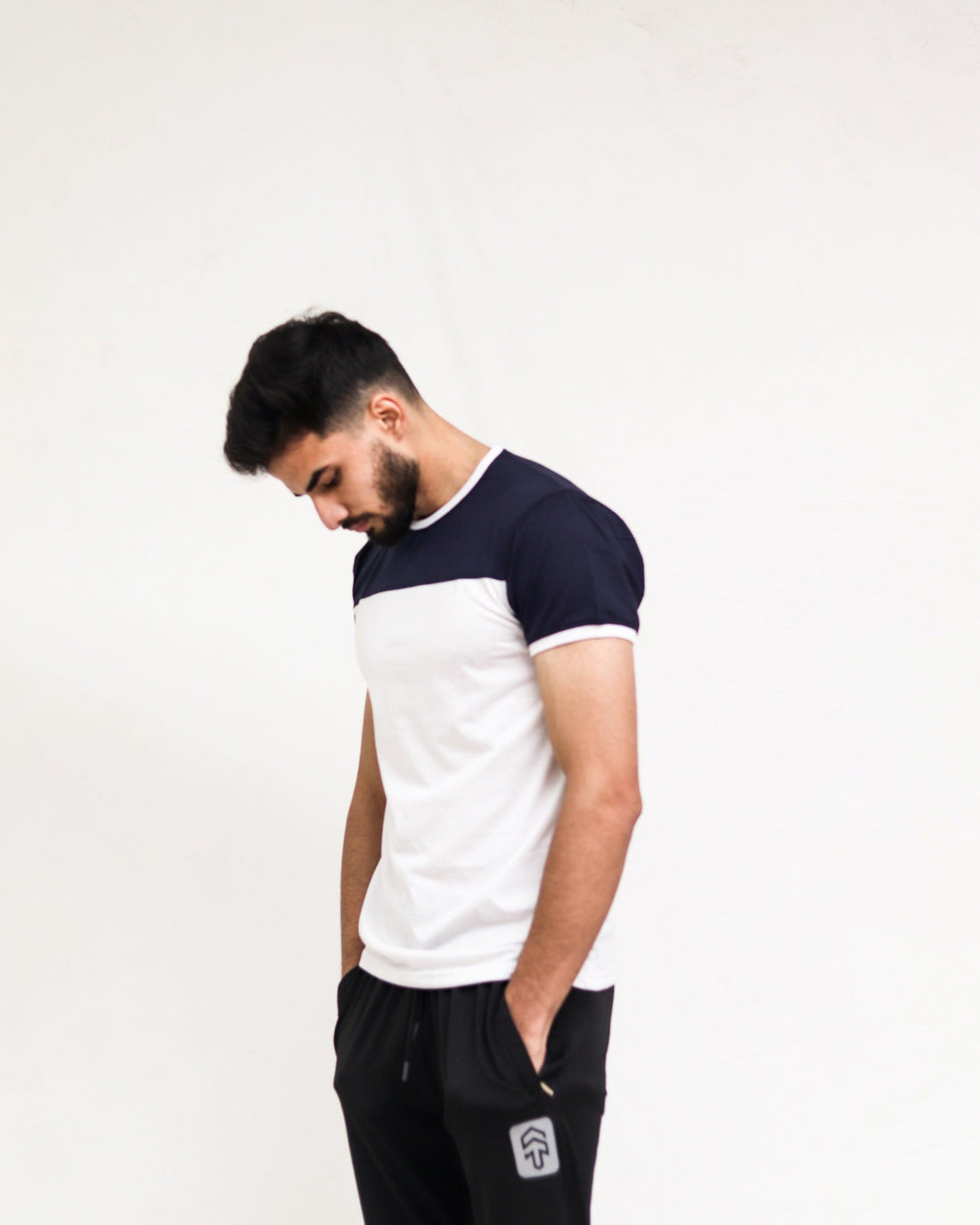 Navy White Cut & Sew Tee - Surteez