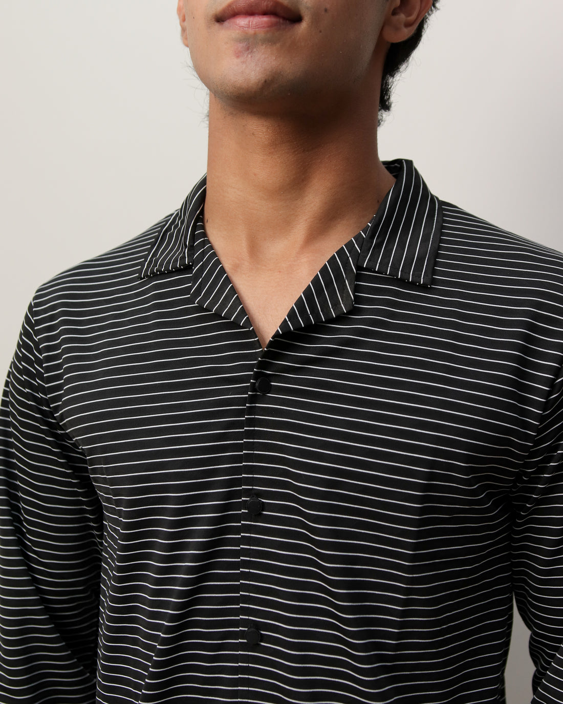 Lycra Textured Lines Shirt - Black